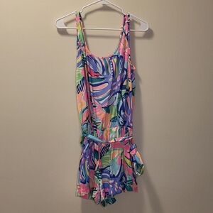 Lilly Pulitzer Multicolor Tropical Print Romper - Pink, Blue, Green